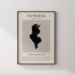 Abstract Tunisia Map Vintage Wall Art Print Picasso + Matisse Inspired Travel Poster Oe - thumbnail 3