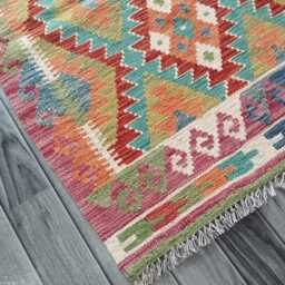 Kilim Rug Multicolour, Handmade Artisan Afghan Turkish Persian Rug, Navajo Moroccan Bohemian Flatweave, Natural Wool Dhurrie 120x82 cm - thumbnail 4