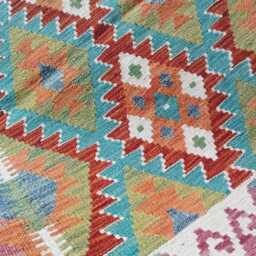 Kilim Rug Multicolour, Handmade Artisan Afghan Turkish Persian Rug, Navajo Moroccan Bohemian Flatweave, Natural Wool Dhurrie 120x82 cm - thumbnail 3