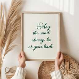 Irish Blessing Print - May The Wind Always Be At Your Back - A4 8x10 Boho Quote Art Gift For Graduation Or New Beginnings Ireland - thumbnail 1