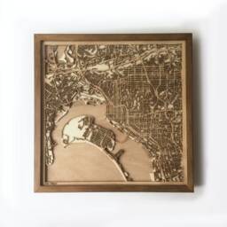San Diego Wooden Map - Laser Cut City Streets, Framed 3D Wall Art - thumbnail 1