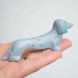 Porcelain Dachshund Figurine, Colorful Dog Lover Gift - thumbnail 3