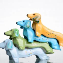 Porcelain Dachshund Figurine, Colorful Dog Lover Gift - thumbnail 2
