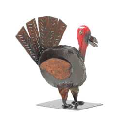 Art Metal Turkey, Tabletop Steel Sculpture, Mantle Decor Rustic Thanksgiving Centerpiece - thumbnail 2