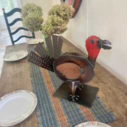 Art Metal Turkey, Tabletop Steel Sculpture, Mantle Decor Rustic Thanksgiving Centerpiece - thumbnail 4