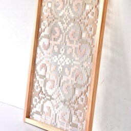 Geometric Fiber Art Wall Hanging - Modern Woven Textile, Wood Frame - thumbnail 3
