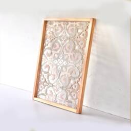 Geometric Fiber Art Wall Hanging - Modern Woven Textile, Wood Frame - thumbnail 1
