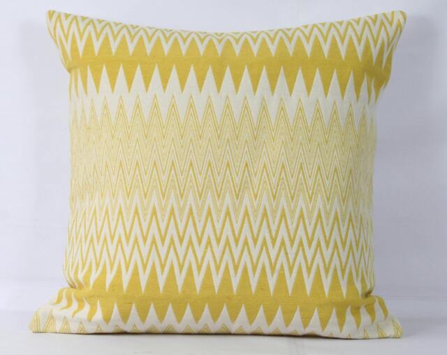 Mustard Yellow Zig Zag Pillow Cover Cotton Euro Sham - image 1