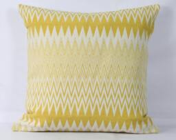 Mustard Yellow Zig Zag Pillow Cover Cotton Euro Sham - thumbnail 1