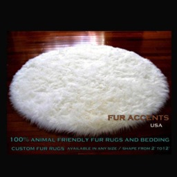 Plush Faux Sheepskin Round Rug - Shaggy Throw Carpet - thumbnail 2
