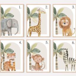 Choose Your Own Safari Jungle Animal Elephant Giraffe Zebra Lion Tiger Monkey Boys Girls A4 Or A3 Nursery Set Of Unframed Prints Zoo - thumbnail 2