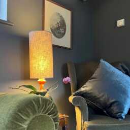 Light Grey Linen Drum Extra Tall Cylindrical Lampshade, With A White Lining, Grey - thumbnail 2