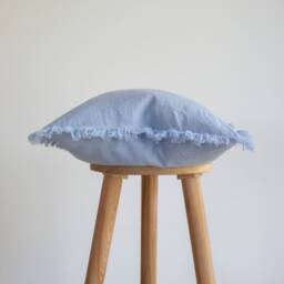 Blue Long Fringe Edge Square Pillow Cover, Linen Decorative Pillow For Room Decor in Boho Style, Suitable Bedroom - thumbnail 2
