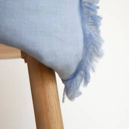 Blue Long Fringe Edge Square Pillow Cover, Linen Decorative Pillow For Room Decor in Boho Style, Suitable Bedroom - thumbnail 3