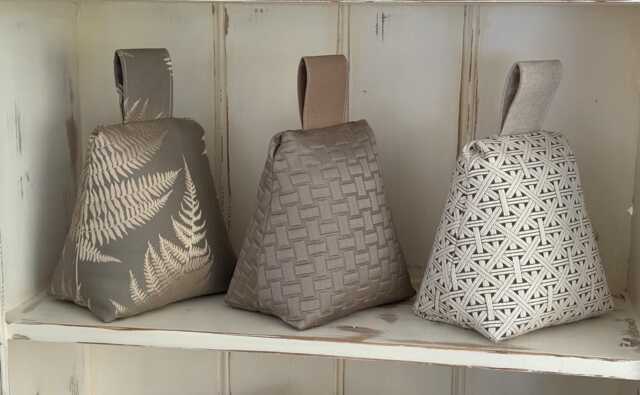 Contemporary Door Stops Jacquards & Textural Fabrics Soft Beige Silver Taupe Gold Greys - image 1