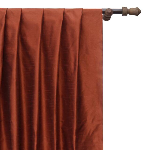Rust Art Silk Curtain Panels, Faux Curtains - Rod Pocket, Grommet, Box Pleat, Three Pinch Tab Top & Plain Ring Top - image 1