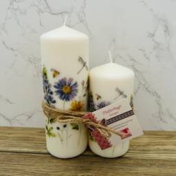Set Of 2 Wildflower Dragonfly Tall Pillar Candles, & Dragonfly Themed Candle Gift Set, Home Decorations, Dragonflies - thumbnail 2