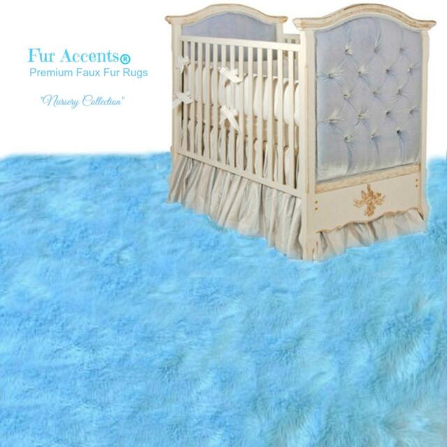 Faux Fur Area Rug - Rectangle Shaggy Soft Light Blue Designer Rugs Accents Usa - image 1
