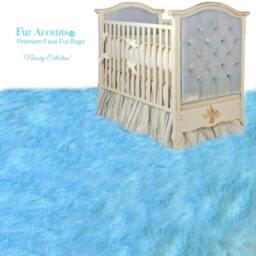 Faux Fur Area Rug - Rectangle Shaggy Soft Light Blue Designer Rugs Accents Usa - thumbnail 1