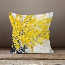 Yellow Flower Cushion Cover-Decorative Pillow Case-Living Room Case-Modern Cover-Gift For Her Cushion-Handmade Material - thumbnail 4