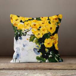Yellow Flower Cushion Cover-Decorative Pillow Case-Living Room Case-Modern Cover-Gift For Her Cushion-Handmade Material - thumbnail 2