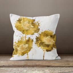 Yellow Flower Cushion Cover-Decorative Pillow Case-Living Room Case-Modern Cover-Gift For Her Cushion-Handmade Material - thumbnail 3