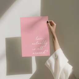 Love Actually Is All Around Art Print, Family Home Wall Aesthetic Pink Bedroom Decor, Cute Hallway Poster - thumbnail 3
