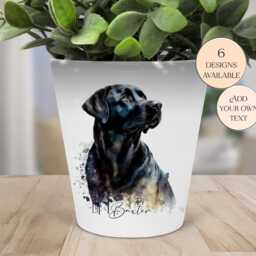 Custom Cute Black Labrador Printed Pot - Multi-Use Plant Pot, Desk Organiser, Makeup Brush Holder Dog Gift, Memorial Gift - thumbnail 2