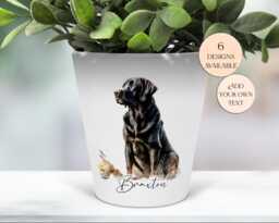 Custom Cute Black Labrador Printed Pot - Multi-Use Plant Pot, Desk Organiser, Makeup Brush Holder Dog Gift, Memorial Gift - thumbnail 1