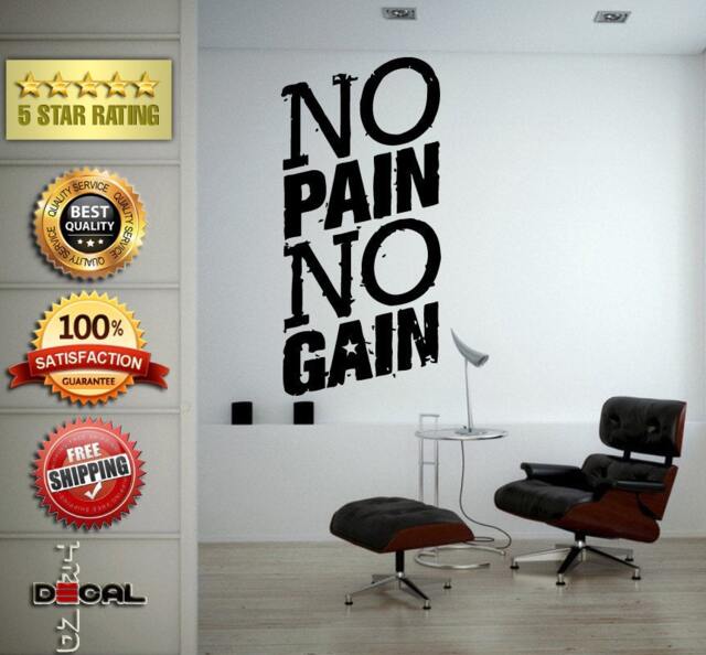 No Pain Gain Lifting Weights Training Gym Athletics Body Building Physical Education Gymnasium Wall Vinyl Sticker Mural Room Decor L1805 - image 1