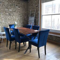 Handmade Reclaimed Wood Dining Table, Industrial Steel Frame - thumbnail 3