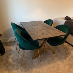 Handmade Reclaimed Wood Dining Table, Industrial Steel Frame - thumbnail 2