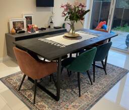 Handmade Reclaimed Wood Dining Table, Industrial Steel Frame - thumbnail 1
