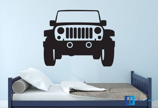 Kids Bedroom Army Jeep Wall Art Matt Vinyl Decal Sticker - image 1