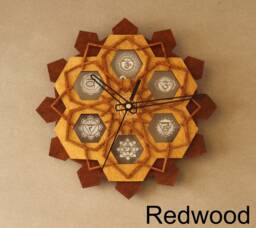 Laser Cut Wood Chakra Wall Clock Sacred Geometry Decor - thumbnail 1
