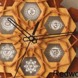 Laser Cut Wood Chakra Wall Clock Sacred Geometry Decor - thumbnail 3