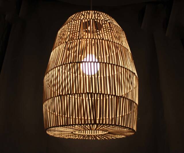 "Rattan Pendant Light, Ceiling Lighting, Rustic Lighting Fixture, Lampshade Width 15.7"" X Height 19.7" - image 1