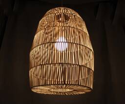 "Rattan Pendant Light, Ceiling Lighting, Rustic Lighting Fixture, Lampshade Width 15.7"" X Height 19.7" - thumbnail 1