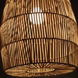 "Rattan Pendant Light, Ceiling Lighting, Rustic Lighting Fixture, Lampshade Width 15.7"" X Height 19.7" - thumbnail 3