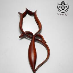 Mirror, Hand Wooden Carving Art Handmade Tulip Form - thumbnail 2