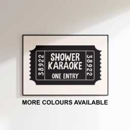 Shower Karaoke Print - Fun Bathroom Prints Trendy Decor Girly Pink Ticket - thumbnail 1