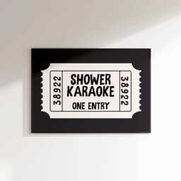 Shower Karaoke Print - Fun Bathroom Prints Trendy Decor Girly Pink Ticket - thumbnail 2