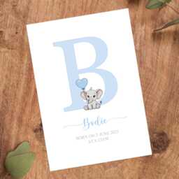 Personalised Elephant Baby Initial Print, Custom Nursery Wall Art, New Gift - thumbnail 3