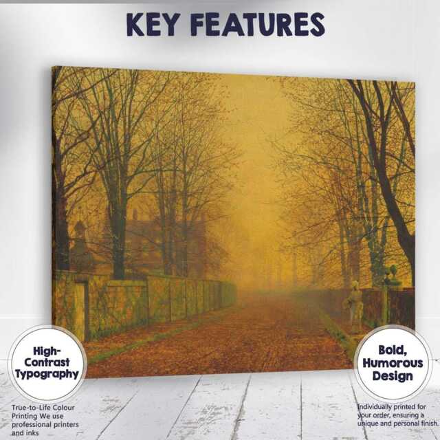 Misty Autumn Avenue Country Estate Landscape Canvas Wall Art Print Decor Picture Ready To Hang - image 1