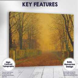 Misty Autumn Avenue Country Estate Landscape Canvas Wall Art Print Decor Picture Ready To Hang - thumbnail 1