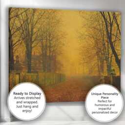 Misty Autumn Avenue Country Estate Landscape Canvas Wall Art Print Decor Picture Ready To Hang - thumbnail 3