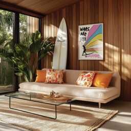 Waves Are Free Surfing Art Print Vintage Beach Poster - thumbnail 3