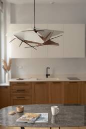 Wooden Pendant Light, Wood Lampshade, Ceiling Fixture, Modern Design, Kitchen Island, Nordic Style, Handmade Natural Oak - thumbnail 1