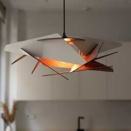 Wooden Pendant Light, Wood Lampshade, Ceiling Fixture, Modern Design, Kitchen Island, Nordic Style, Handmade Natural Oak - thumbnail 2