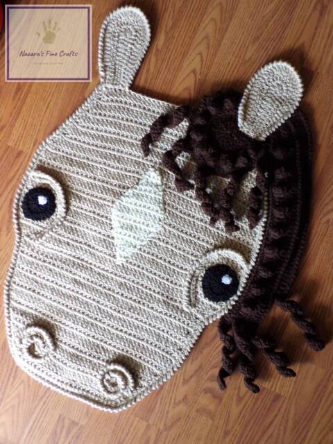Crocheted Diamond Faced Horse Rug/Wall Hanging/Farm Yard Nursery Rug
